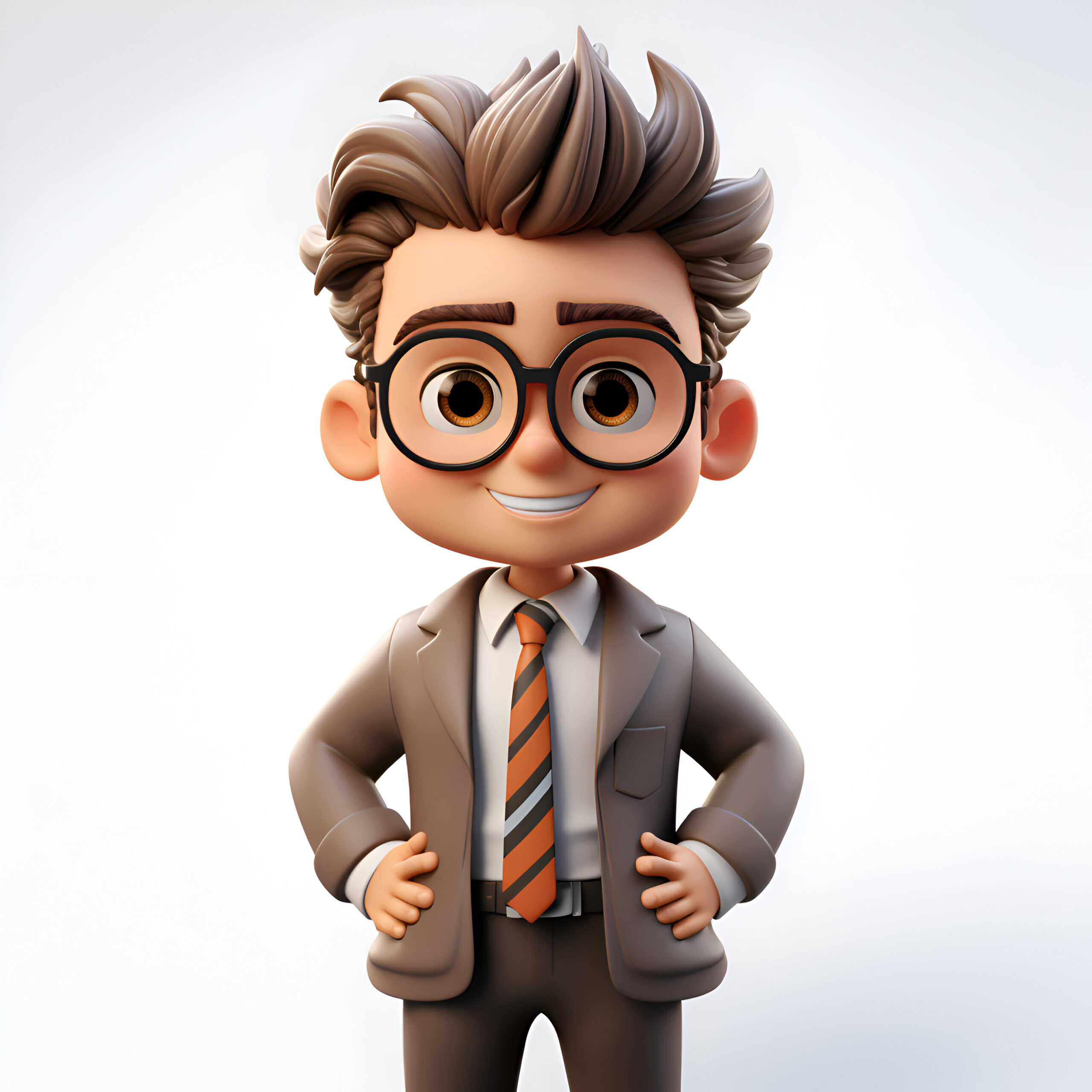 3d illustration of young businessman with eyeglasses and busines